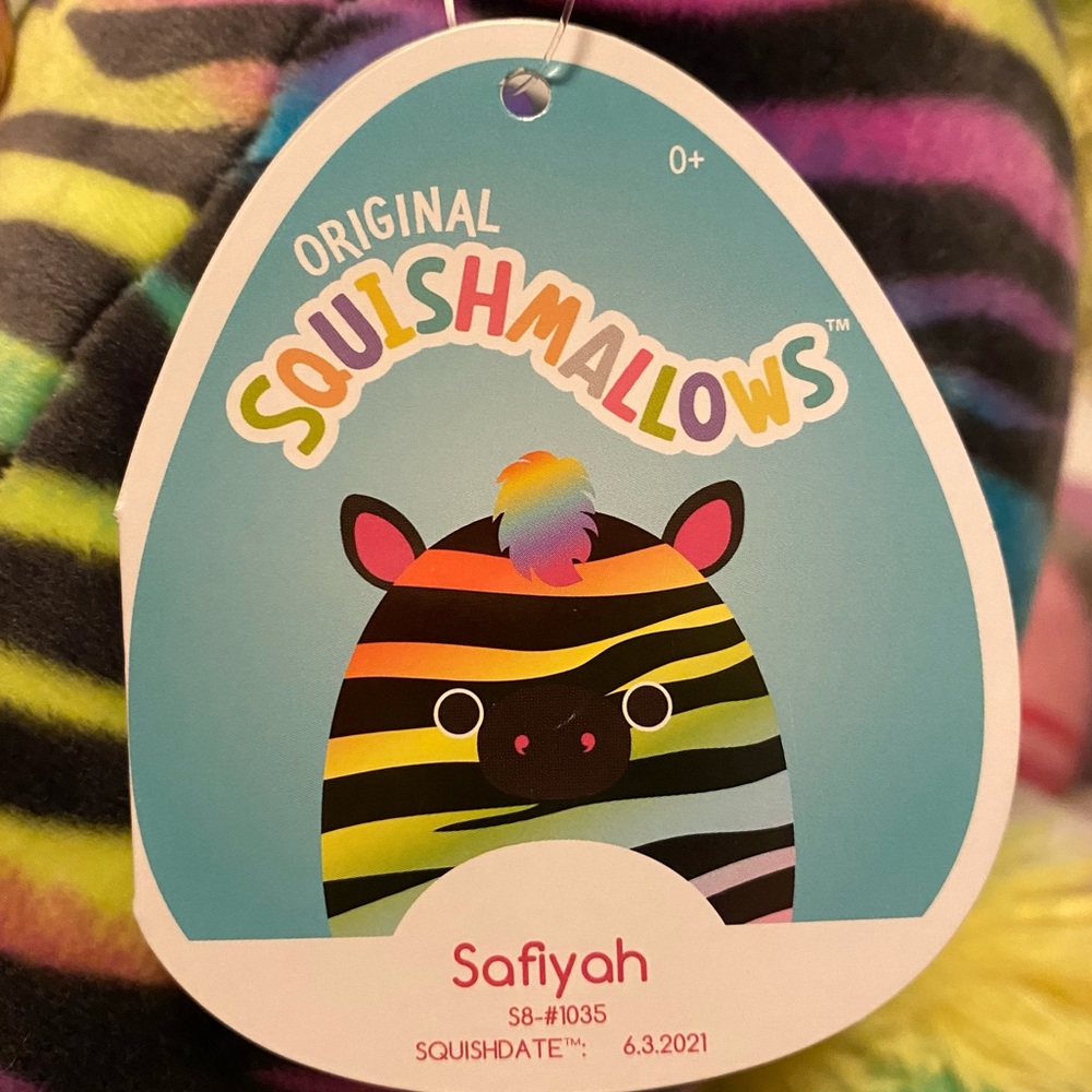 Squishmallows 8” Safiyah Zebra Rainbow Squishmallow - Picture 4 of 5